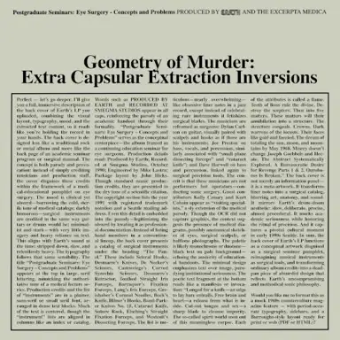 Geometry of Murder: Extra Capsular Extraction Inversions