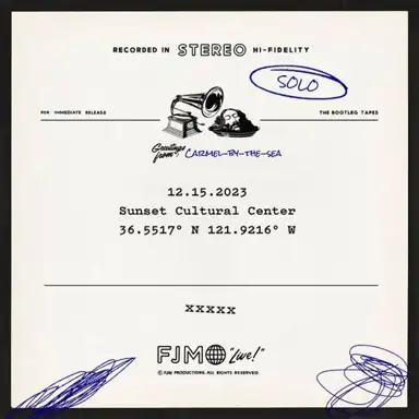 Live at the Sunset Cultural Center, Carmel-by-the-Sea, CA 12/15/2023 (Solo Show)