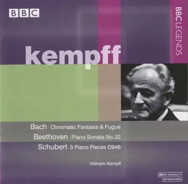 Bach: Chromatic Fantasia & Fugue / Beethoven: Piano Sonata no. 22 / Schubert: 3 Piano Pieces, D946